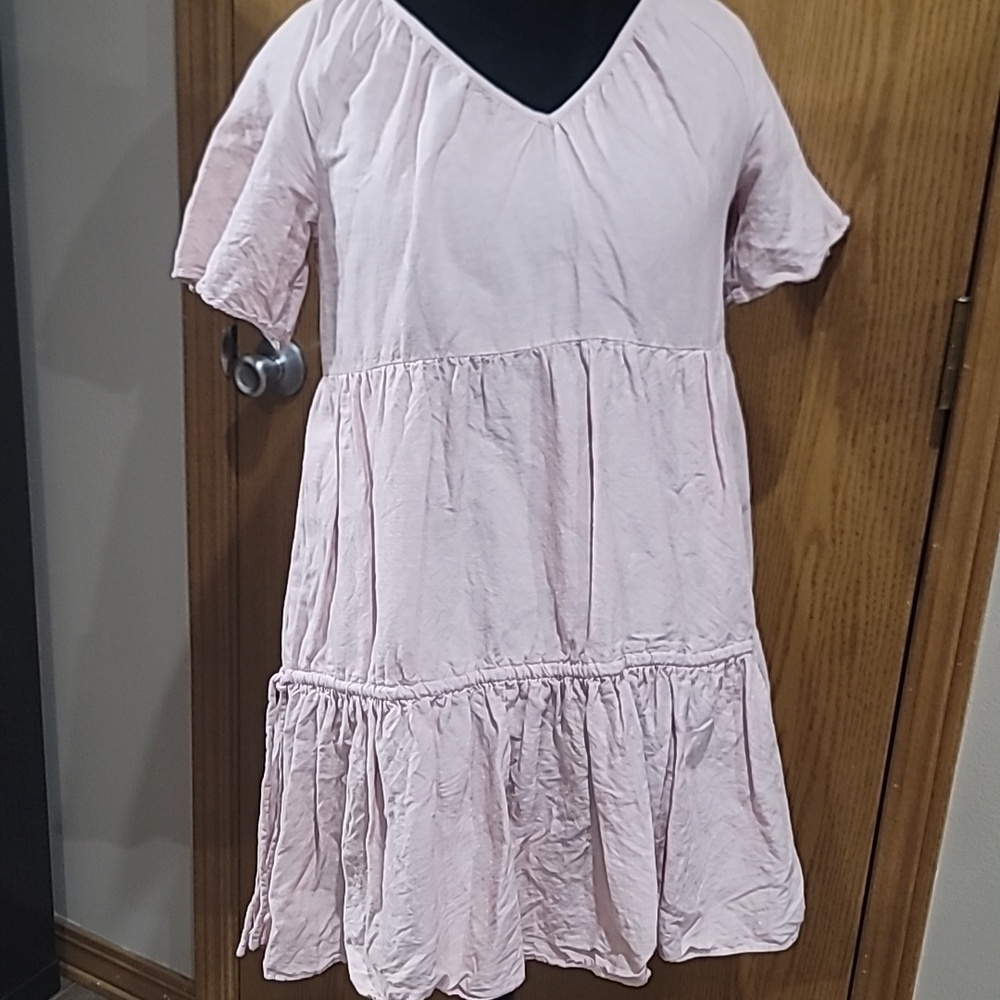 Madewell Pink Blouse Linen Cotton Blend Tiered